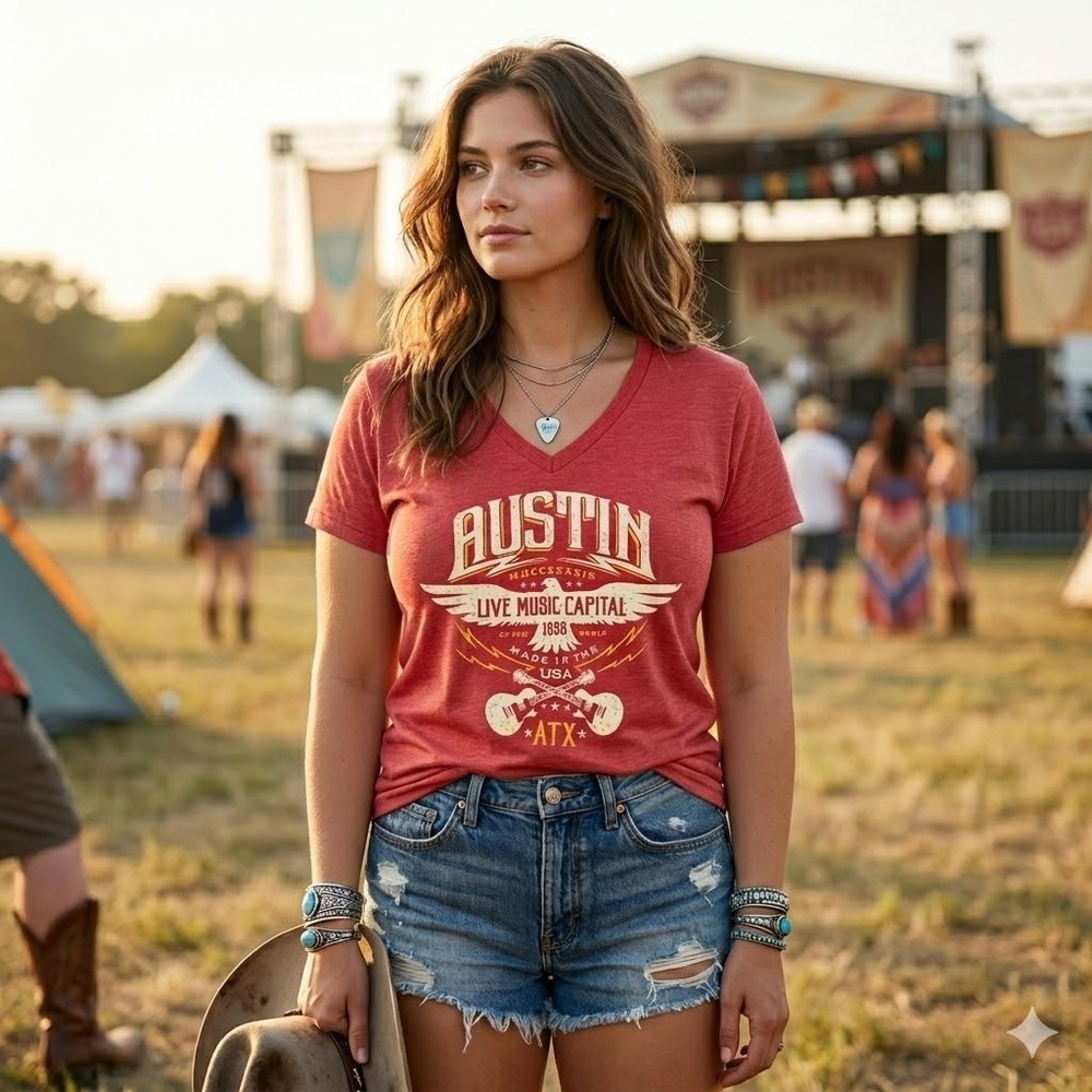 Austin Live Music Capital Red T-Shirt Size 2XL Bella Canvas